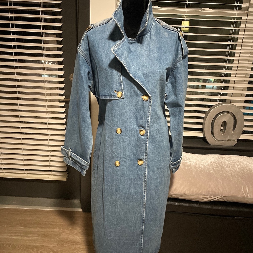 Brand New NWT Long Denim (Oversize) Cotton Trench Coat